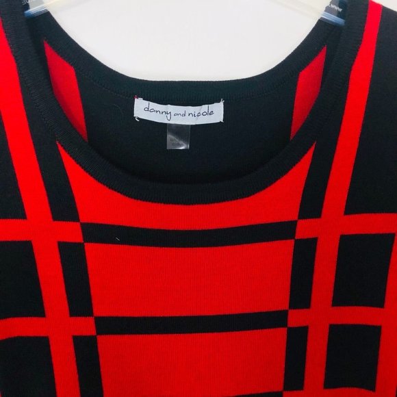 Danny & Nicole Women Knit Dress Medium Red Half Sleeve Midi A-line Sweater New - Picture 9 of 13